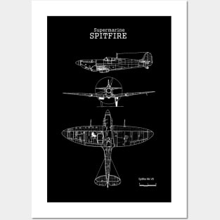 Supermarine Spitfire | World War 2 Plane Blueprint Posters and Art